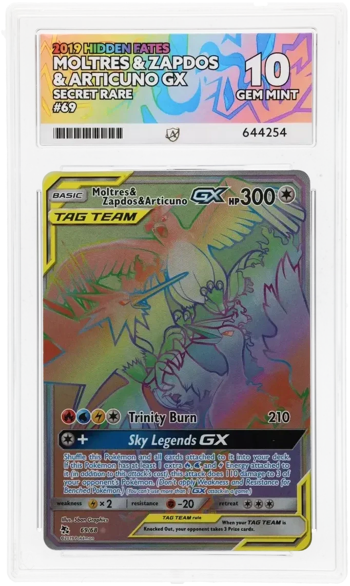 ACE 10   - Moltres & Zapdos & Articuno GX - 69/68 - Hidden Fates - Pokemon