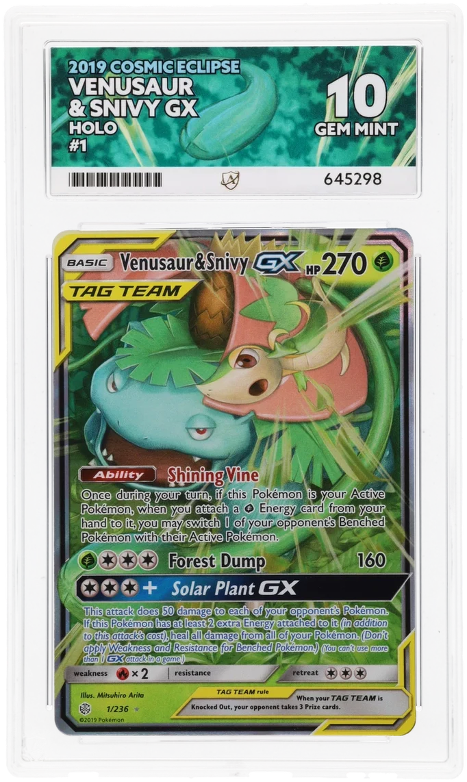 ACE 10 - Venusaur & Snivy GX - 1/236 - Cosmic Eclipse - Pokemon