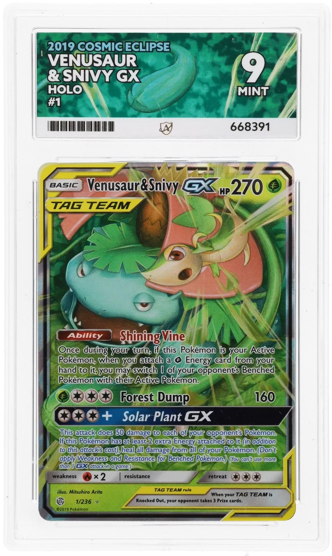ACE 9 - Venusaur & Snivy GX - 1/236 - Cosmic Eclipse - Pokemon