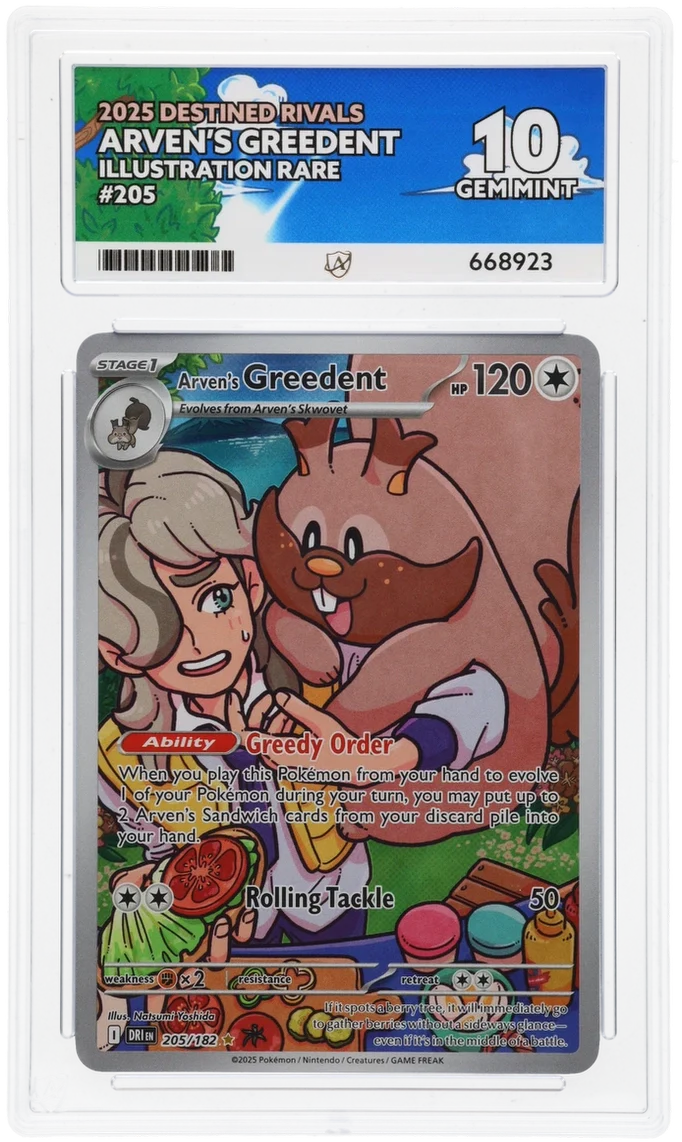 ACE 10 - Arven's Greedent - 205/182 - Destined Rivals - Pokemon