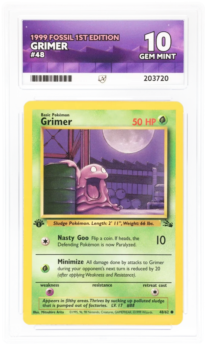 ACE 10 - Grimer - 48/62 - 1999 Fossil 1st Edition - Pokemon
