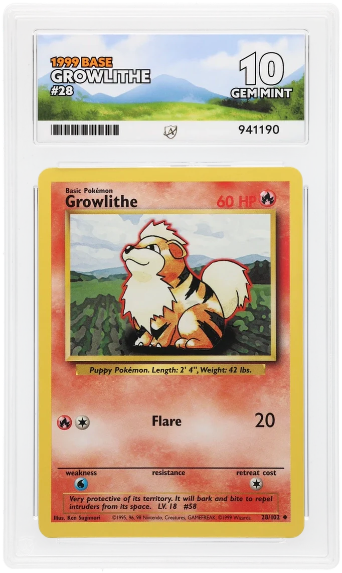 ACE 10 - Growlithe - 28/102- 1999 Base - Pokemon