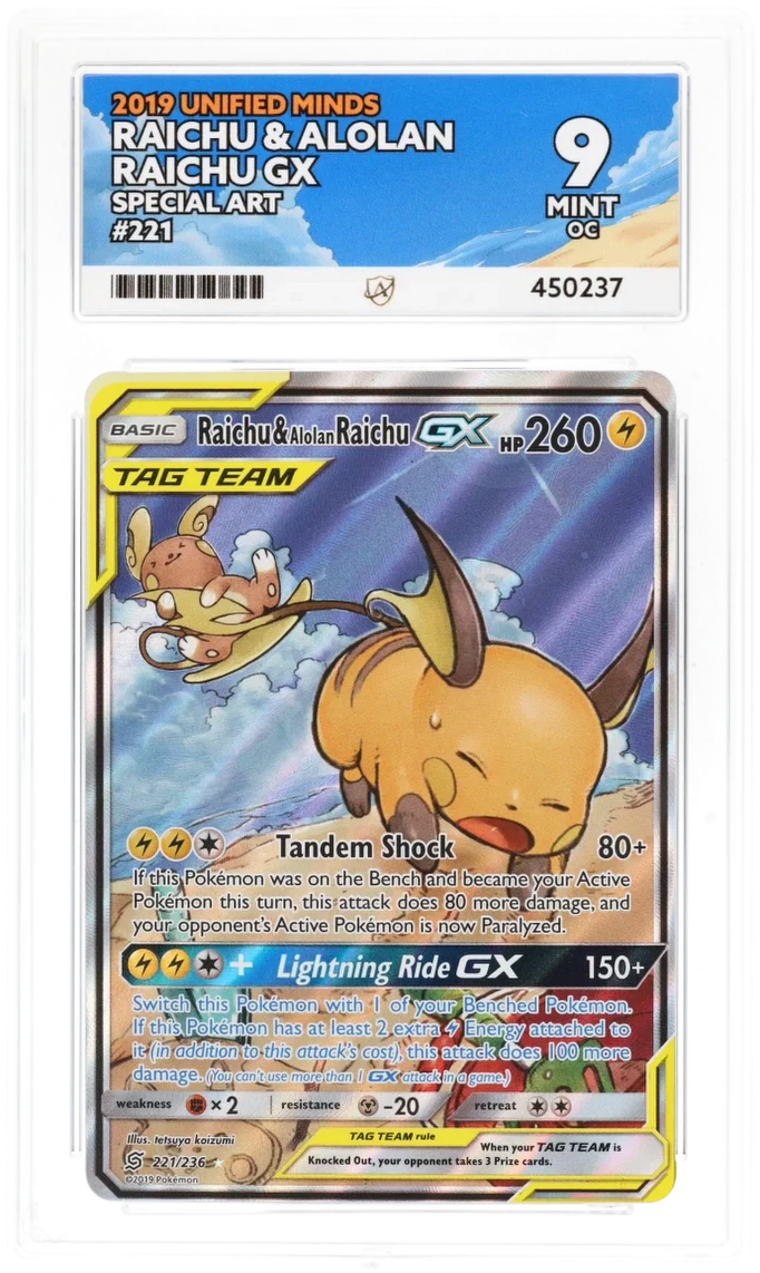 ACE 9 - Raichu & Alolan Raichu GX - 221/236 - Unified Minds - Pokemon
