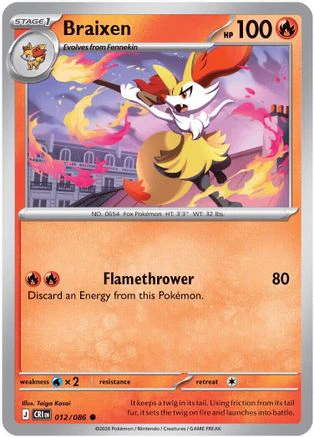 Braixen 12 - ME04 Chaos Rising Reverse Holofoil