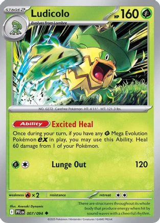 Ludicolo - 007/094 7 - ME02 Phantasmal Flames Reverse Holofoil