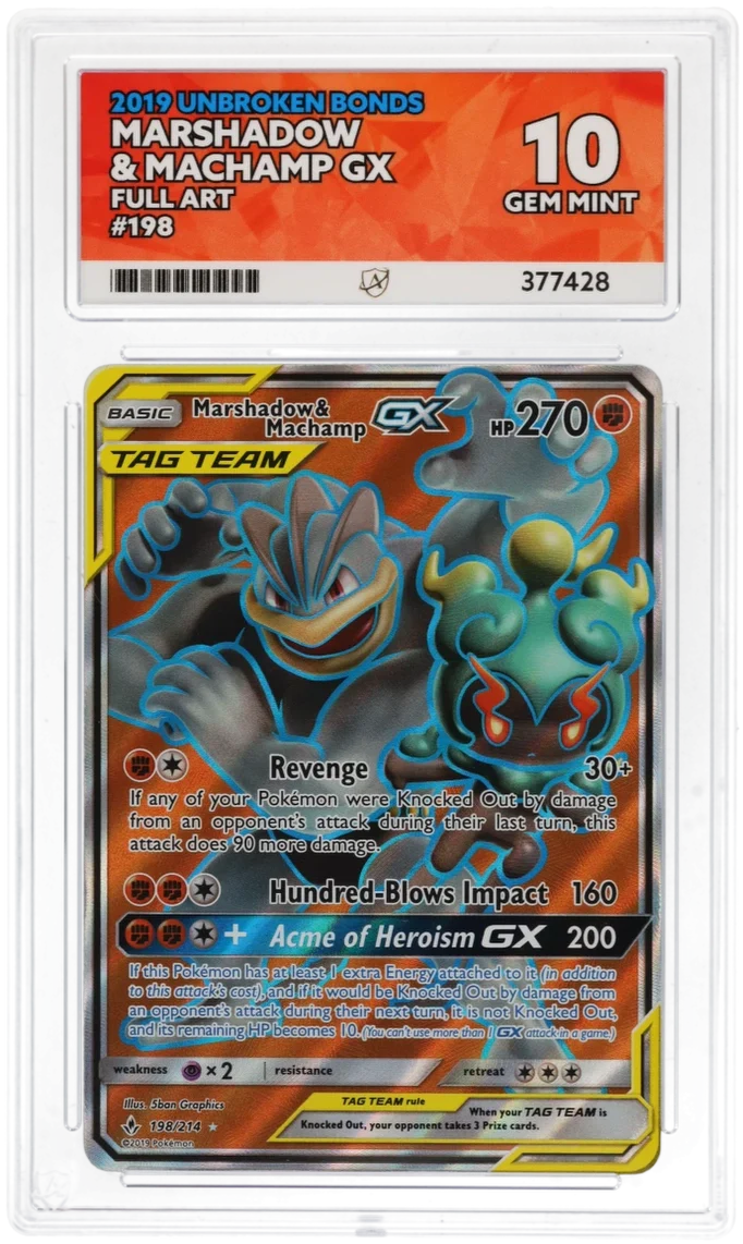 Marshadow & Machamp GX Full Art 198 - Ace 10 - Unbroken Bonds