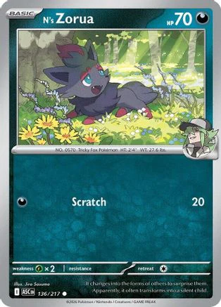 N's Zorua 136 - ME Ascended Heroes Reverse Holofoil