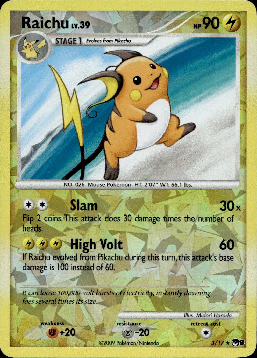 Raichu 3/17 - POP Series 9 Reverse Holofoil - Image 2