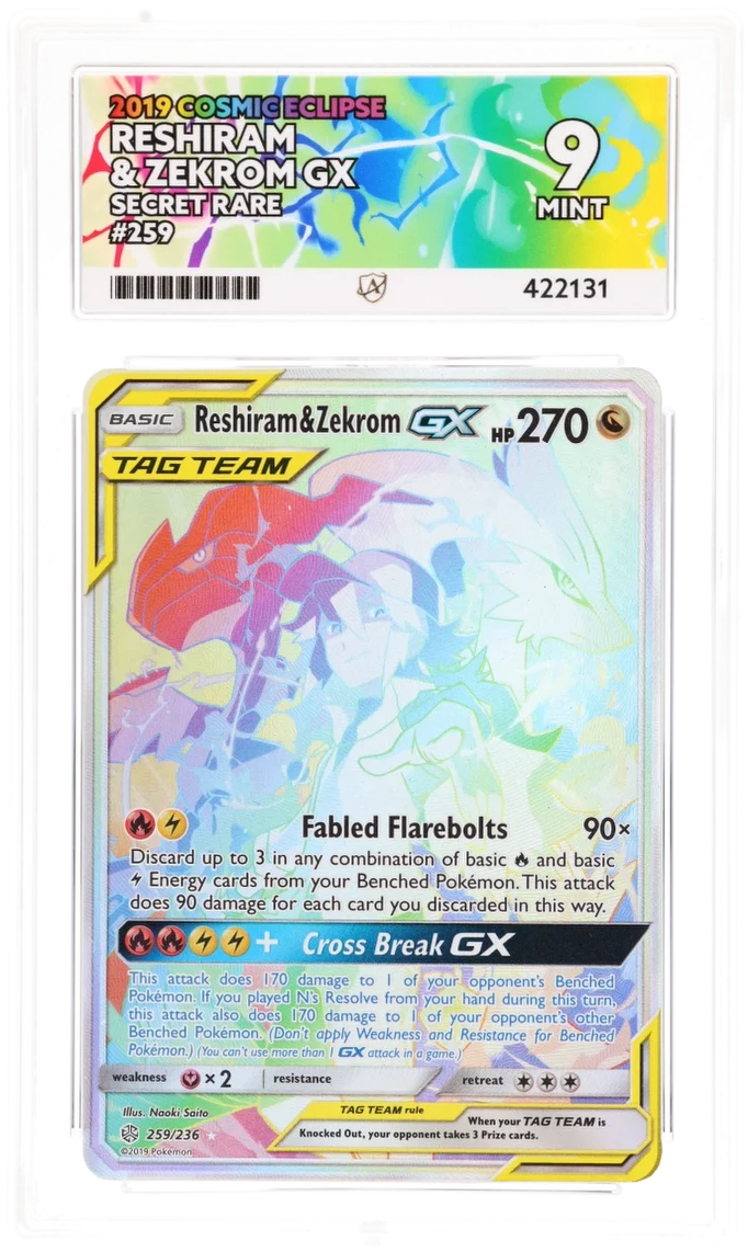 Reshiram & Zekrom GX Secret Rare 259 - Ace 9 - Cosmic Eclipse