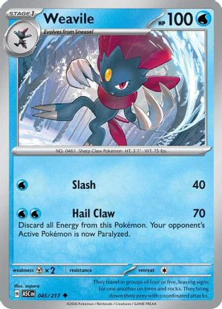 Weavile - 045/217 45 - ME Ascended Heroes Reverse Holofoil